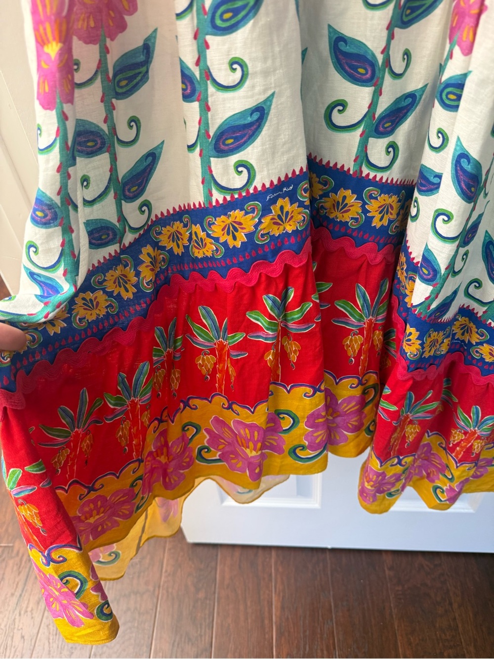 FARM Rio White Maxi Dress with Red, Pink, Blue & Yellow Floral Print - Picture 4 of 6